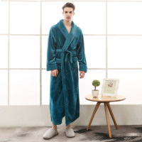 Vente en gros de vêtements de nuit en polaire de haute qualité pour hommes sur toute la longueur peignoir pour hommes avec logo personnalisé