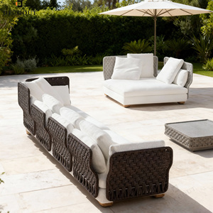 Ensemble canapé-lit moderne 4 places en corde, salon, table basse extérieure, <span class=keywords><strong>côté</strong></span> pour hôtel, appartement, villa, <span class=keywords><strong>cour</strong></span>, <span class=keywords><strong>jardin</strong></span>, patio - Product Image 4