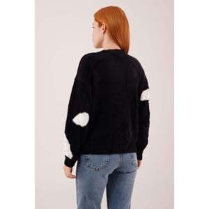 Suéter Negro de Punto para Mujer, Casual, Manga Larga, Antipilling, con Diseño de Puntos - Product Image 2