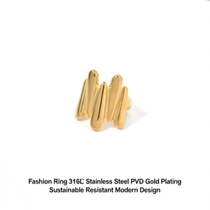 แหวนแฟชั่น สแตนเลสสตีล 316L ชุบทอง PVD ทนทาน ดีไซน์ทันสมัย - Product Image 2