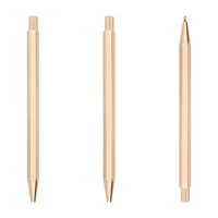 Nouvelle mode Stylos à bille à clic noirs hexagonaux fins Stylo à bille rétractable en laiton avec LOGO personnalisé pour les cadeaux