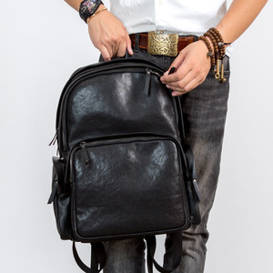 Custom Travel Back Pack Large Capacity Travel Pu Black Leather <b>Backpack</b> Bag Bookbags <b>Men</b> Women <b>Backpack</b> - Product Image 5