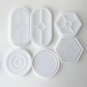 قالب سيليكون سداسي ومربع وبيضاوي من AOHUA لصنع الحلوى وحامل الأكواب وقواعد الأكواب - للخرسانة والراتنج الإيبوكسي والجبس - Product Image 4