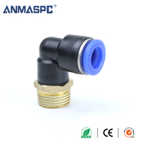 Raccord pneumatique à coude mâle, type PL, pour tuyau de 6 mm, 8 mm, 10 mm, 12 mm, filetage BSPT 1/8, 1/4, 3/8, 1/2, raccord de tuyau en plastique pour air comprimé