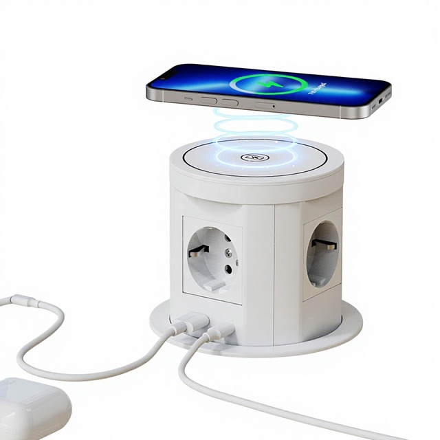 LEGA Motorized 4-Outlet USB EU Standard Pop-up Socket Hidden Tabletop Kitchen & Industrial Use 16A Rated Current