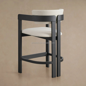 Chaise de comptoir d'intérieur de luxe moderne en finition noire <span class=keywords><strong>tabouret</strong></span> à cadre en <span class=keywords><strong>bois</strong></span> pour <span class=keywords><strong>cuisine</strong></span>, salle à manger <span class=keywords><strong>et</strong></span> bar à domicile - Product Image 3