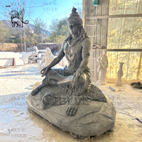BLVE jardin extérieur pierre naturelle sculpture dieu indien Vishnu Statue bleu marbre seigneur Shiva Sculpture