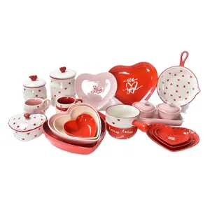 Ceramic heart-shaped fruit salad bowl Breakfast kitchen cutlery Home Cooking dishes Stockpot plate bowl set