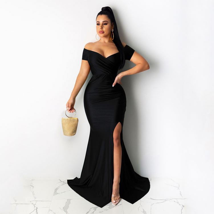knee length dresses for ladies Idia Plus Size Evening Gown in Bordeaux