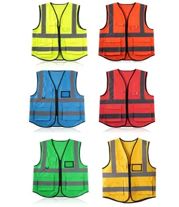 Reflective Vest Jacket Strip Mesh Fabric Construction Security Safety Vest Night Worker Workwear Reflective Clothing