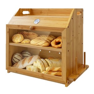 Boîte de rangement pour pain en bambou Shengyang avec porte en verre et deux étagères pour comptoir de cuisine - Product Image 5