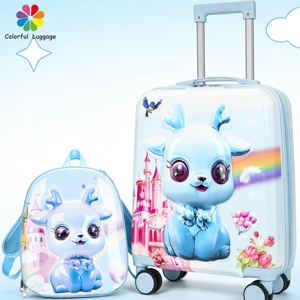 <span class=keywords><strong>Maleta</strong></span> de Viaje Infantil con Diseño de Ciervo Rosa - <span class=keywords><strong>Maleta</strong></span> Rígida de Dibujos Animados con Ruedas Suaves para Viajes de Niños - Product Image 3