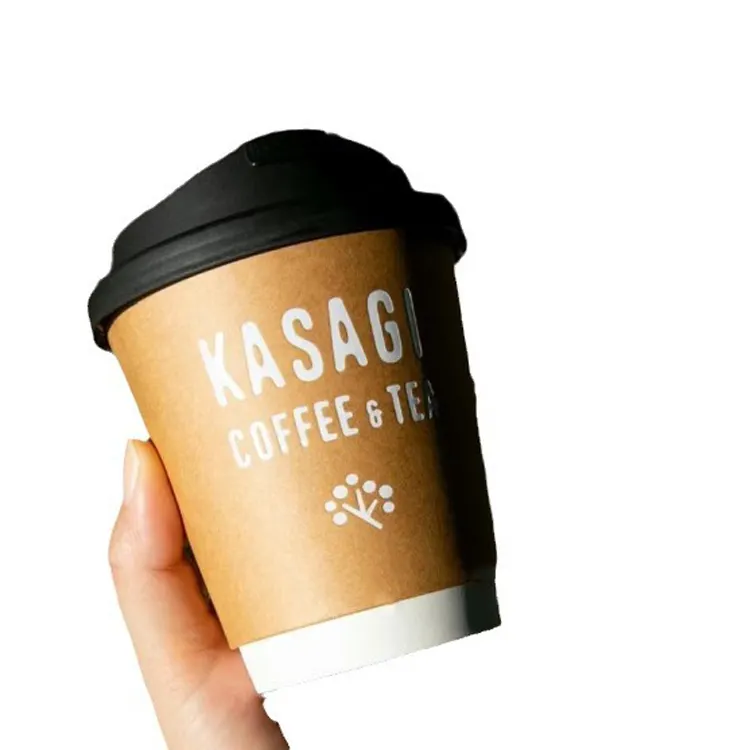 Tasse à café jetable en papier à double paroi avec impression personnalisée Vente en gros
