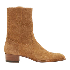 2024 Nieuwe Stijl Heren Ronde Neus Kameelkleur Echt Lederen Rits Casual Laarzen Cowboy Stijl Schoenen - Product Image 5