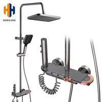 Conjunto de Ducha Inteligente con Pantalla Digital, Doble Lluvia de Aluminio Blanco Lechoso, Chorro de Masaje, Lluvia Suave Presurizada y Deslizante