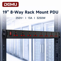 Rack-PDU mit 8 Universalsteckdosen, Einzelner Schutzschalter, 13A 3250W, 1,5mm² Kabel, 2m Verlängerung, Server-Rack-Steckdosenleiste