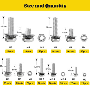 640Pcs 304 Stainless Steel Phillips Pan Head Screws Nuts Washers Assortment Kit Metric Fasteners Set - Product Image 4