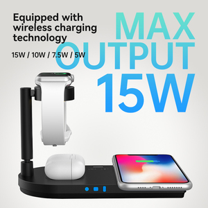 15W Smart Plug PD <span class=keywords><strong>Compatible</strong></span> 3-en-1 Cargador inalámbrico Carga rápida Cargador eléctrico de escritorio para iPhone <span class=keywords><strong>Android</strong></span> Smartphones - Product Image 5