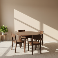 Ensemble de table à manger en chêne traditionnel (4 chaises) finition noyer foncé, durable, écologique, multifonctionnel, gain de place, pour la maison et l'hôtel