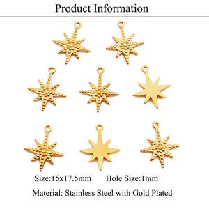 Factory Wholesale Stainless Steel Pendant Making <strong>Supplies</strong> Cut Out Moon Star Center Stone Charms for <strong>Jewelry</strong> Components - Product Image 6