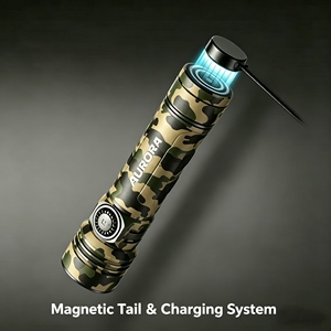 Lampe torche tactique LED AURORA haute puissance 4500lm, étanche IP68, 5000mAh, en alliage d'aluminium, pour l'extérieur, autodéfense, charge magnétique - Product Image 3