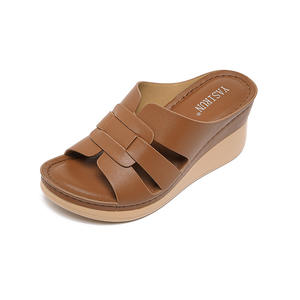 Yasirun Sandalias de cuña para mujer, zapatos cómodos de microfibra negra con boca de pez, sin cordones, para uso informal, 5055-3 - Product Image 4