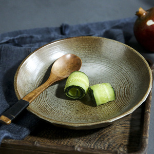 Juego de Vajilla de Cerámica Ecológica Verde con Diseño Floral, Tazón Redondo de Arcilla con Cuchara para Sopa y Ensalada, Venta al Por Mayor - Product Image 4