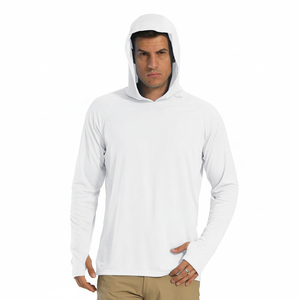 Camisas de pesca de manga larga para hombre UPF 50 con capucha Stock en blanco prensa de calor serigrafía logotipo personalizado - Product Image 1