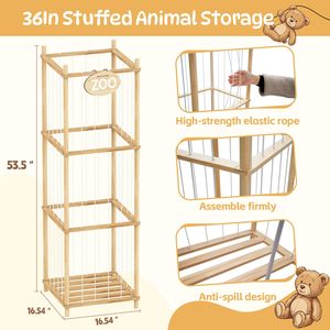 Organizzatore per Peluche da 53 Pollici, Porta Giocattoli a Forma di Zoo Salvaspazio con Corde Elastiche, Capacità Extra Large - Product Image 2