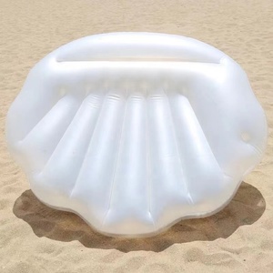 Matelas flottant gonflable en forme de coquille, avec support pour ventilateur et boule perlée, pour l'eau - Product Image 4