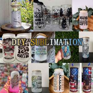 Vaso de Vidrio Transparente Esmerilado con Forma de Lata de Refresco para Sublimación, con Tapa y Pajita, en Tamaños de 12oz, 16oz y 25oz, Disponible para Envío Inmediato (RTS) - Product Image 6