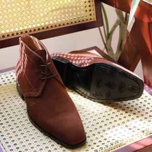 Nouvelles Chaussures Habillées pour Hommes à Bout Carré et Lacets, en Daim Britannique et Cuir Pleine Fleur, Légères, Antidérapantes, Respirantes, pour le Bureau et la Carrière, avec Talonnette Rehaussante - Product Image 2