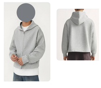 YKH 80G Boxy personnalisé poids lourd culture Style Air couche sweats à capuche zippés logo personnalisé imprimé porter sweat à capuche zippé pour hommes