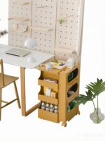 Chariot de chevet rotatif multi-niveaux, meuble de rangement roulant, table de nuit mobile peu encombrante pour chambre à coucher