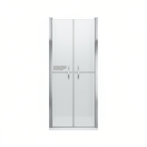 Puerta de Ducha Esmerilada de 31.9x74.8 Pulgadas con Marco Plateado, Puerta Corredera de Vidrio Templado, Diseño Minimalista, Forma Rectangular - Product Image 1