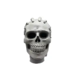 Home ornaments figure mechanical sculpture grey color metal Punk Skull head headphone holder earphone holder