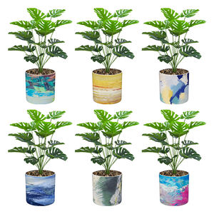 Ins – Pot de fleurs rond en plastique, peinture à l'huile, <span class=keywords><strong>aquarelle</strong></span> artistique, Simulation de maison, de bureau, Pot de fleurs décoratif - Product Image 3