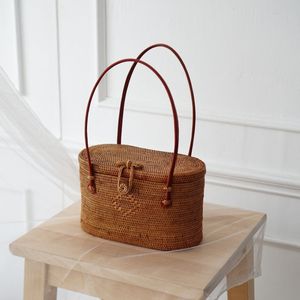 Precio de fábrica Bolso de mimbre hecho a mano para mujer Diseño de transporte de dos capas con forro de lona de algodón Fabricante de Vietnam - Product Image 3