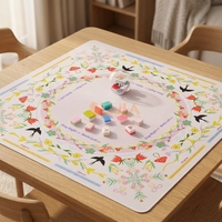 Tapis de mahjong américain floral, base en caoutchouc antidérapante, fibre de polyester résistante à l'eau, pour 4 joueurs