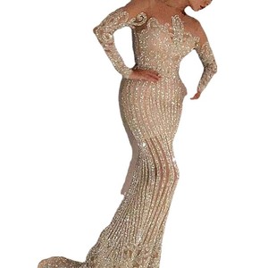 Vestido de noche con lentejuelas y hombros descubiertos, manga larga, ajustado al cuerpo, ideal para eventos formales - Product Image 5