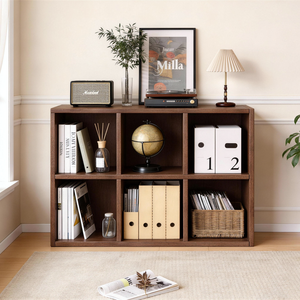 Libreria in legno a 6 cubi, mobile contenitore e vetrina per soggiorno e ufficio - Product Image 1