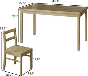 <span class=keywords><strong>Set</strong></span> Tavolo da Pranzo Rettangolare Moderno in Legno da 110 cm con 4 Sedie per Cucina, Bar, Soggiorno e Colazione - Product Image 2