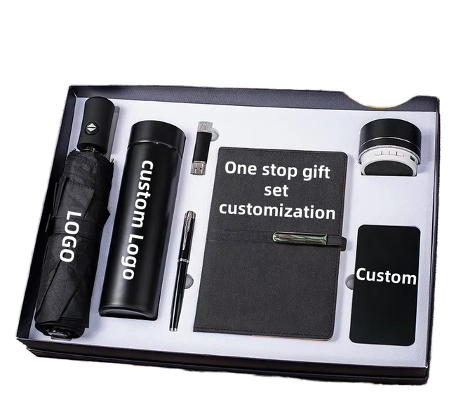 Luxury High-end Business Corporate Gift Set Customized logo Vacuum Flask Umbrella Notebook Pen USB Set Business Gift Set