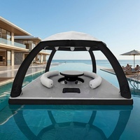 Île flottante gonflable commerciale à louer pour événements, île flottante gonflable personnalisée Gonfiabili Mare pour piscine de complexe hôtelier