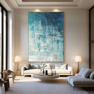 Arte Original Hecho a Mano, Minimalista, Azul y Blanco, Estilo Wabi Sabi, Pintura Moderna Texturizada en Yeso, Arte de Pared para Hogar y Galería - Product Image 1