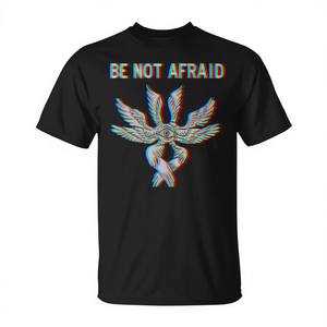 T-shirt Be Not Afraid Angel Seraphim Glitch nera, taglia unisex per adulti - Product Image 2