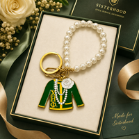 Vente en gros directe usine Yiwu : Accessoire breloque chaîne de perles avec lettres grecques Chi Eta Phi Sorority et pendentif Caduceus Soror 1932 DIY
