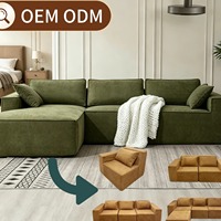 Canapé modulaire moderne compact et personnalisable pour salon d'appartement, inclinable et sans pieds