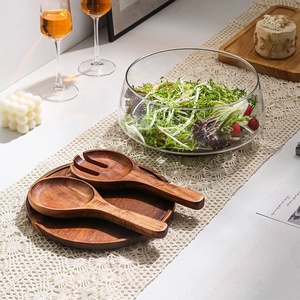 OEM elegante grande ciotola di vetro per insalata cristallina Set ciotola di vetro ciotola rotonda da portata