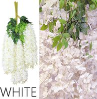 Fleurs artificielles de glycine, 3,6 pieds/pièce, guirlande de glycine blanche artificielle, fleurs en soie suspendues, décoration pour la maison, les fêtes et les mariages